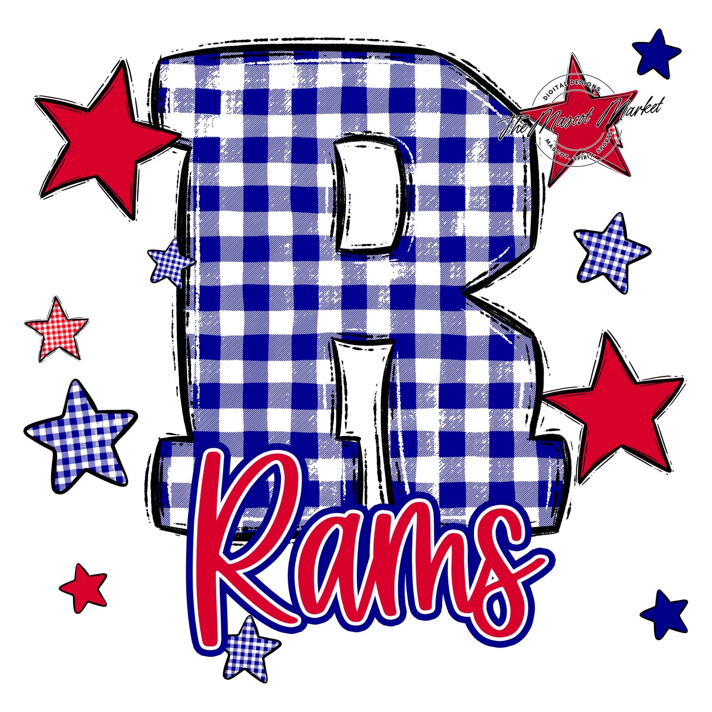 Rams Plaid Star Design-Blue & Red