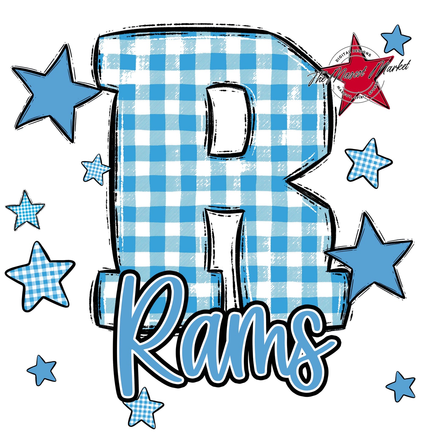 Rams Plaid Star Design-Carolina Blue