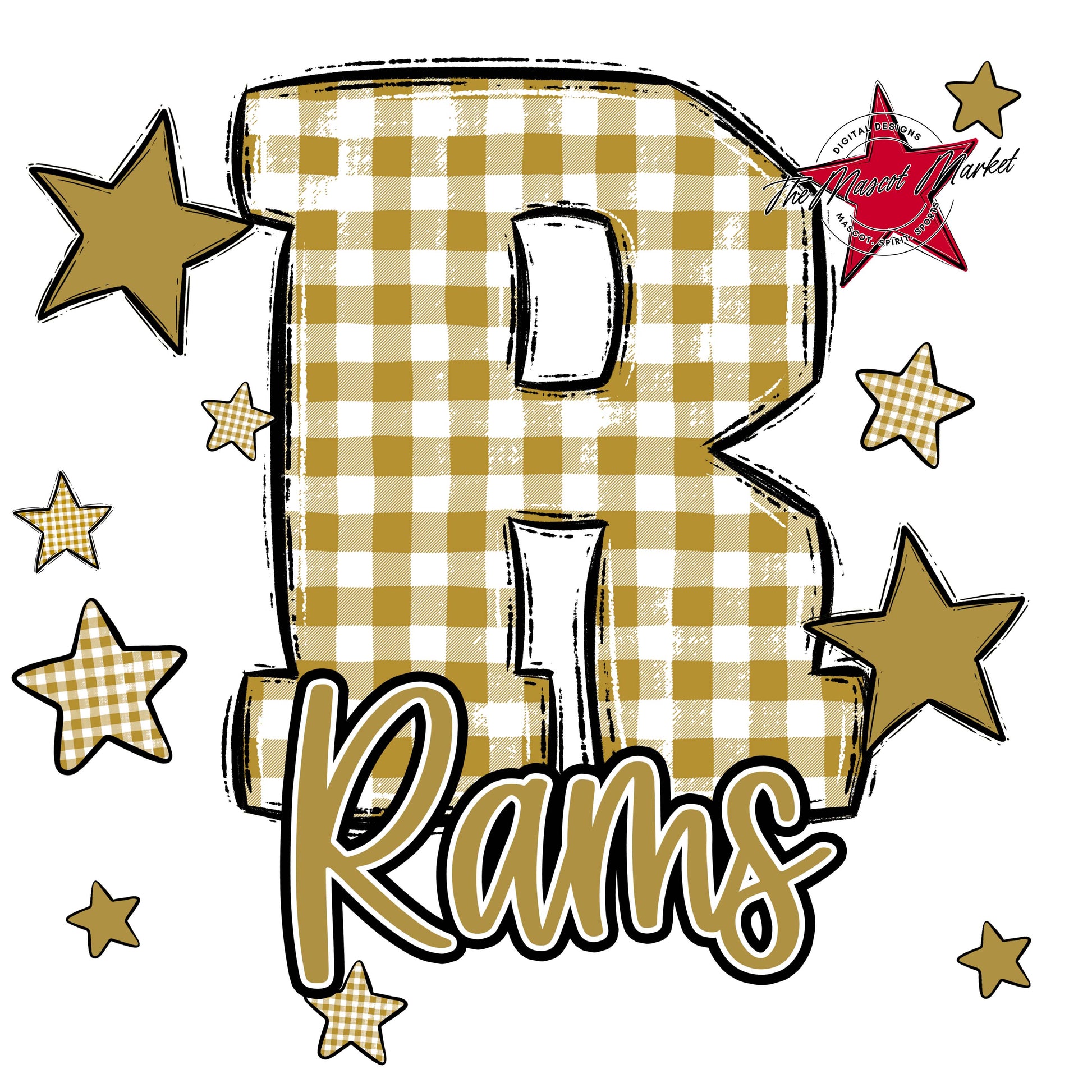 Rams Plaid Star Design-Gold