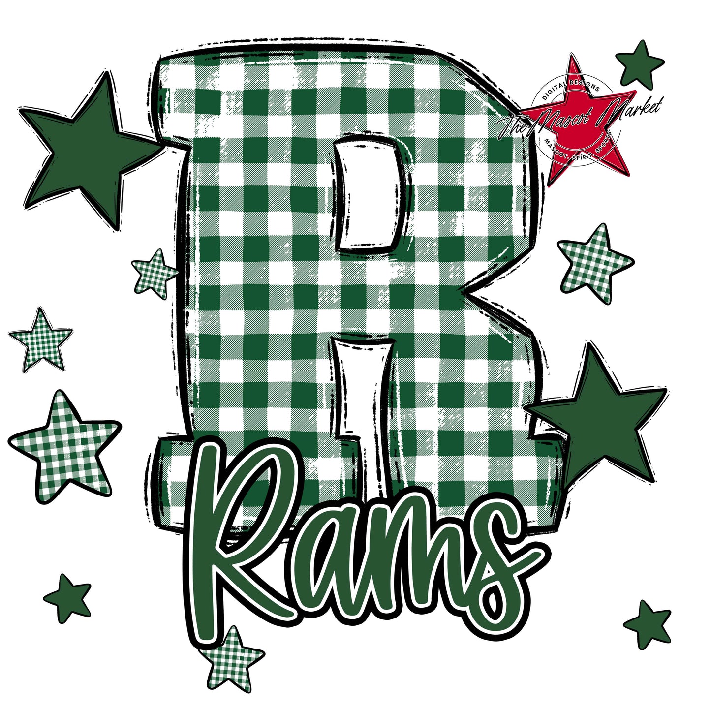Rams Plaid Star Design-Green