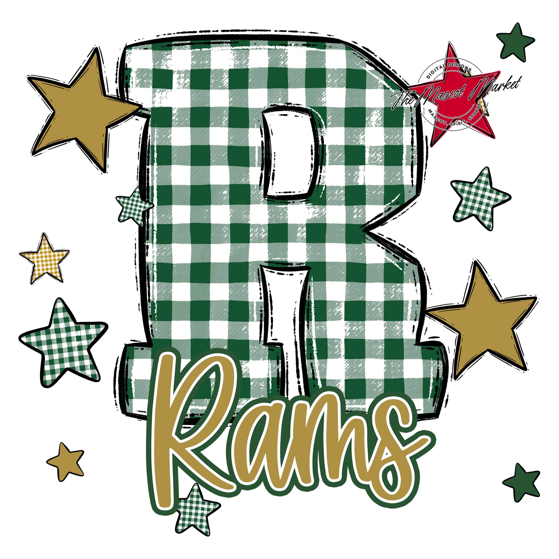 Rams Plaid Star Design-Green & Gold