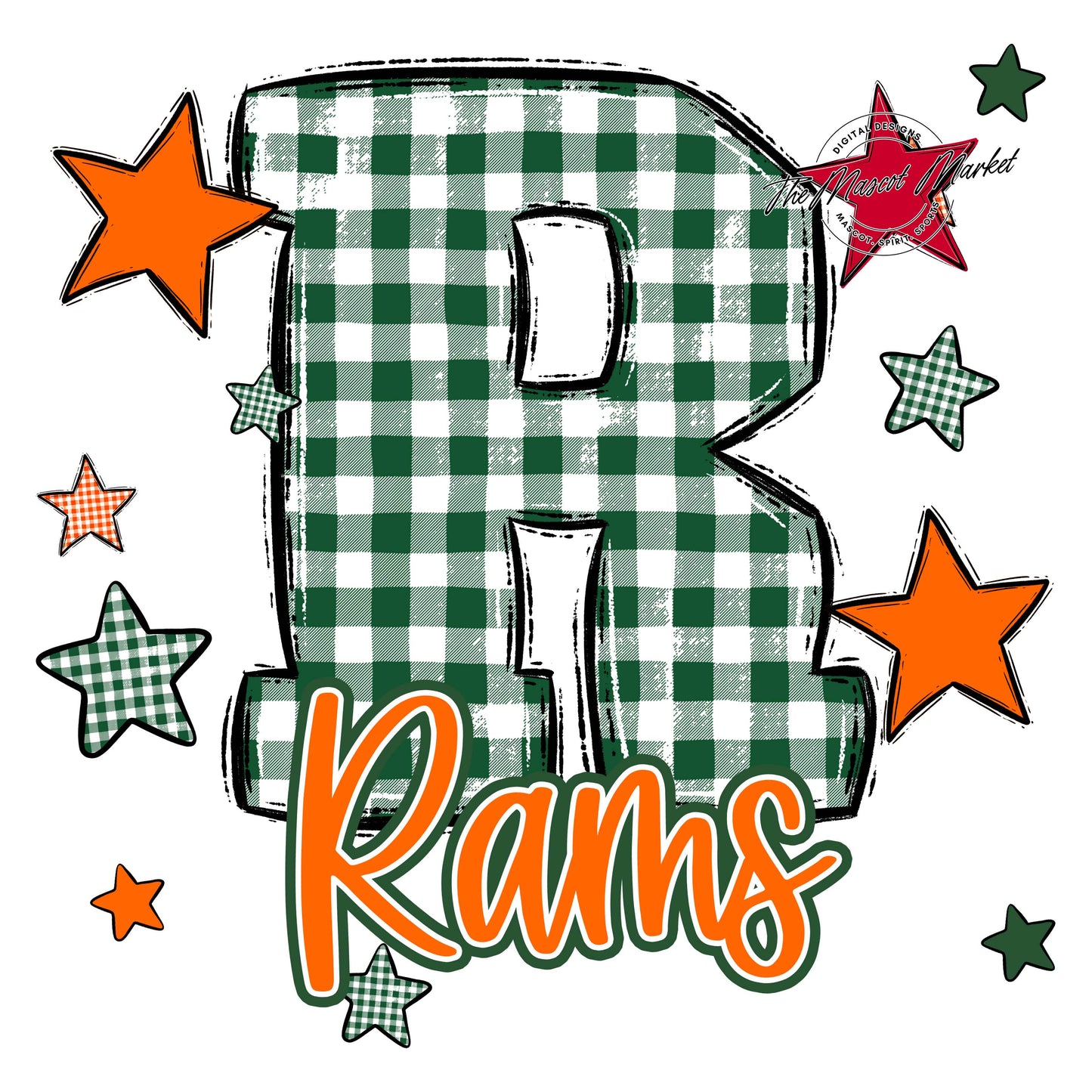 Rams Plaid Star Design-Green & Orange