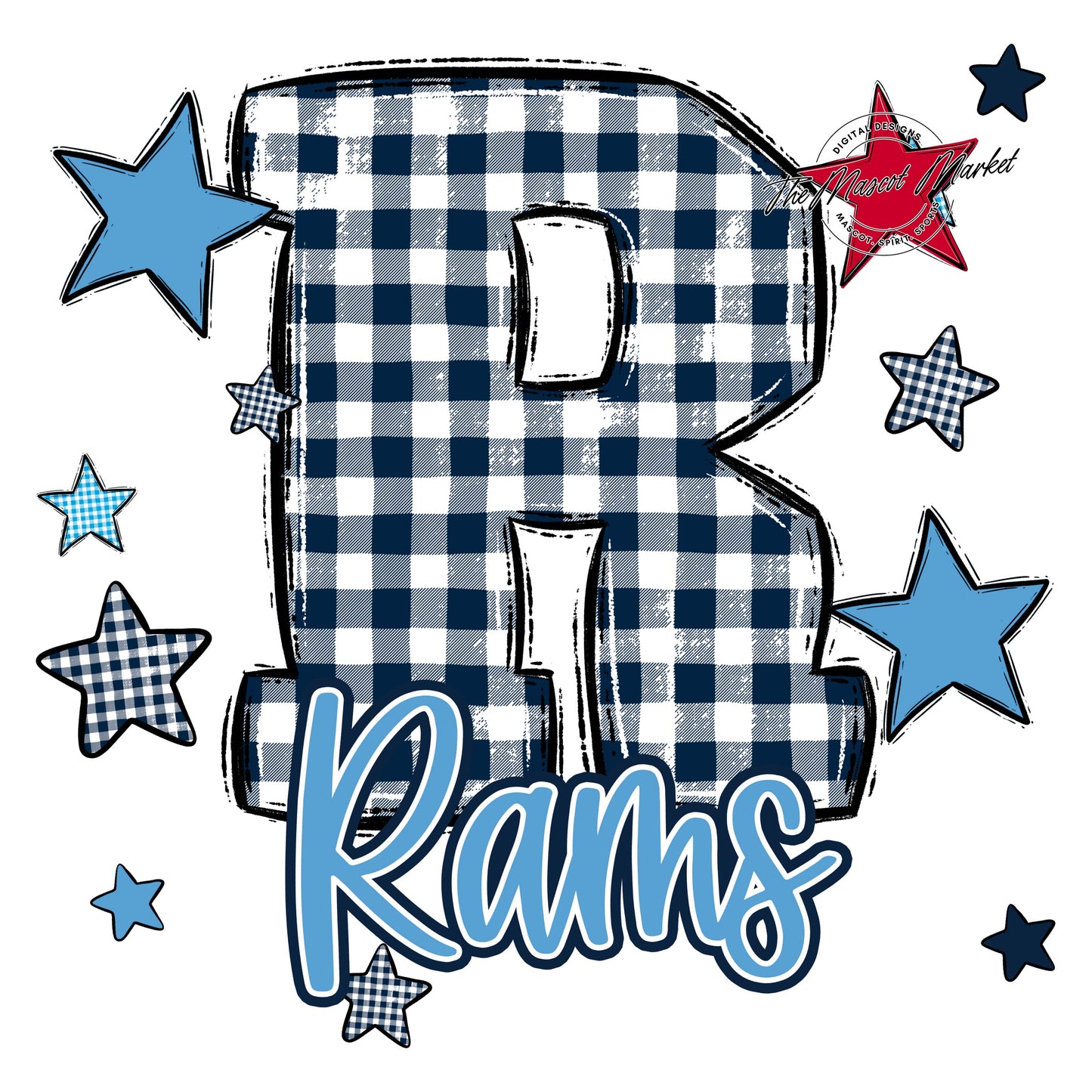 Rams Plaid Star Design-Navy & Carolina Blue