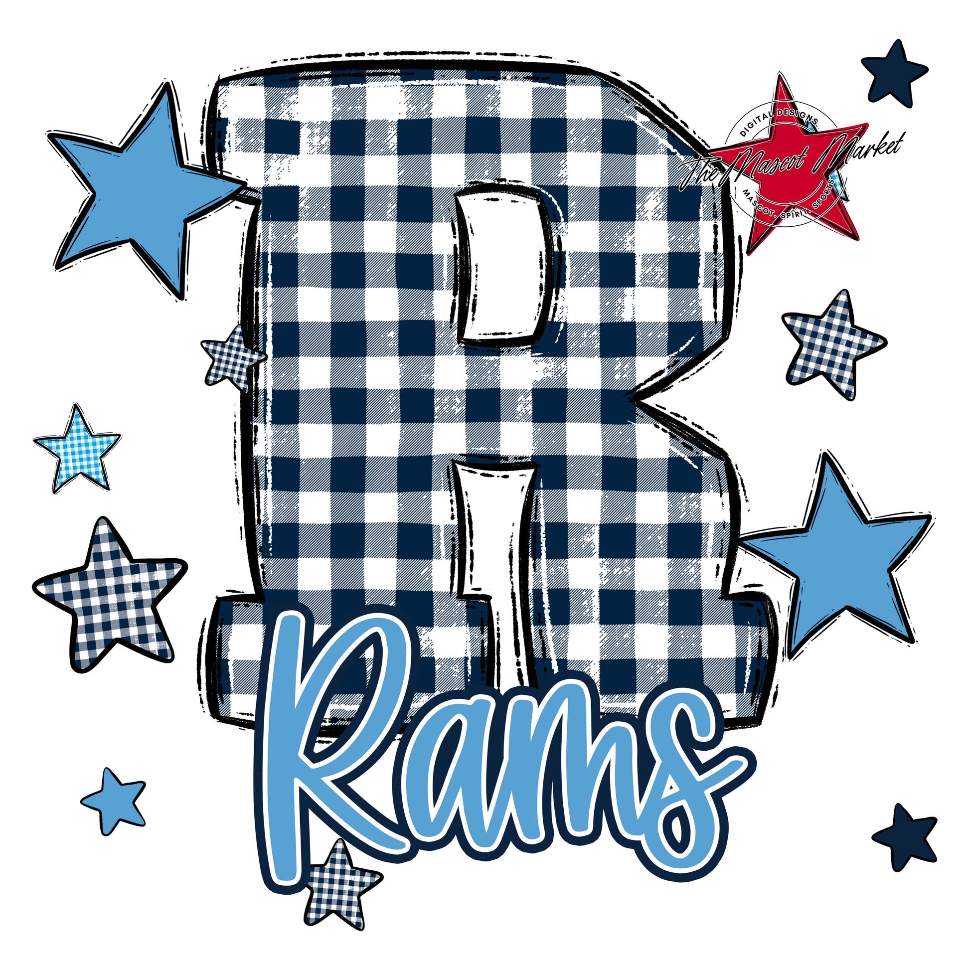 Rams Plaid Star Design-Navy & Carolina Blue