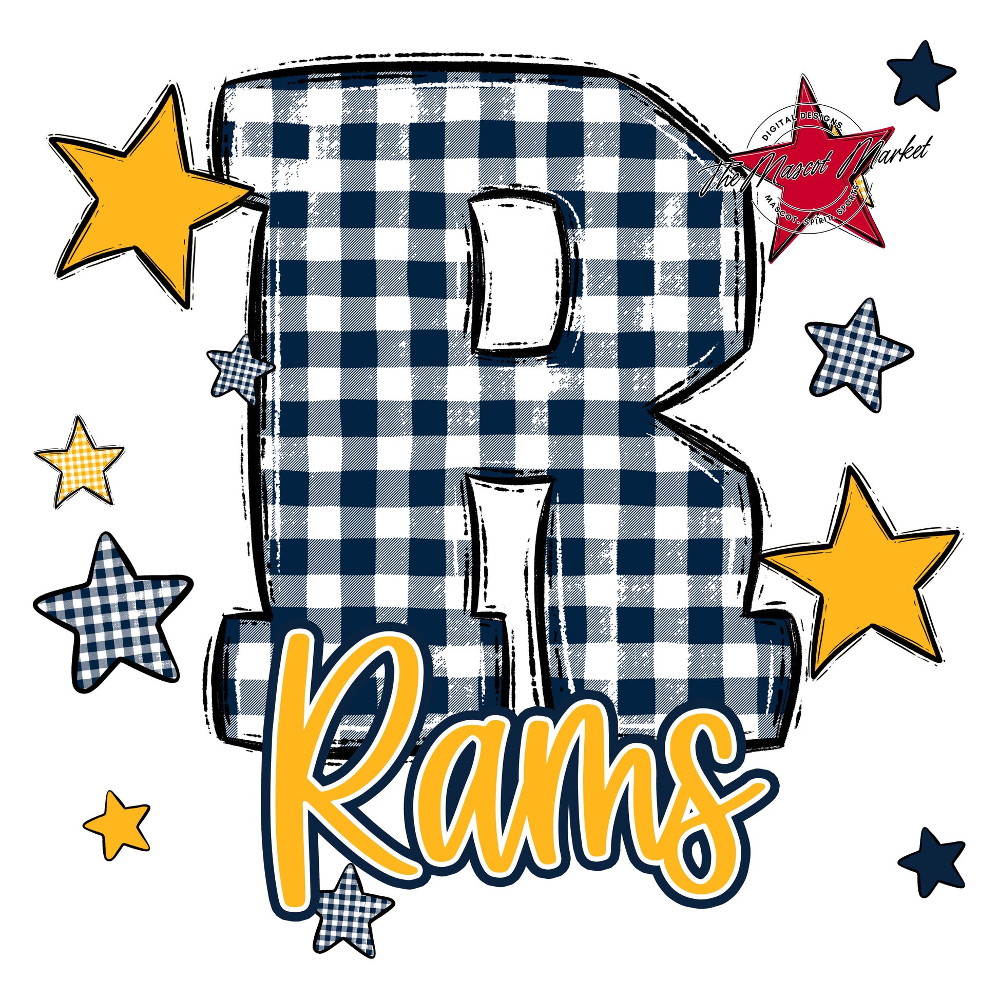 Rams Plaid Star Design-Navy & Yellow