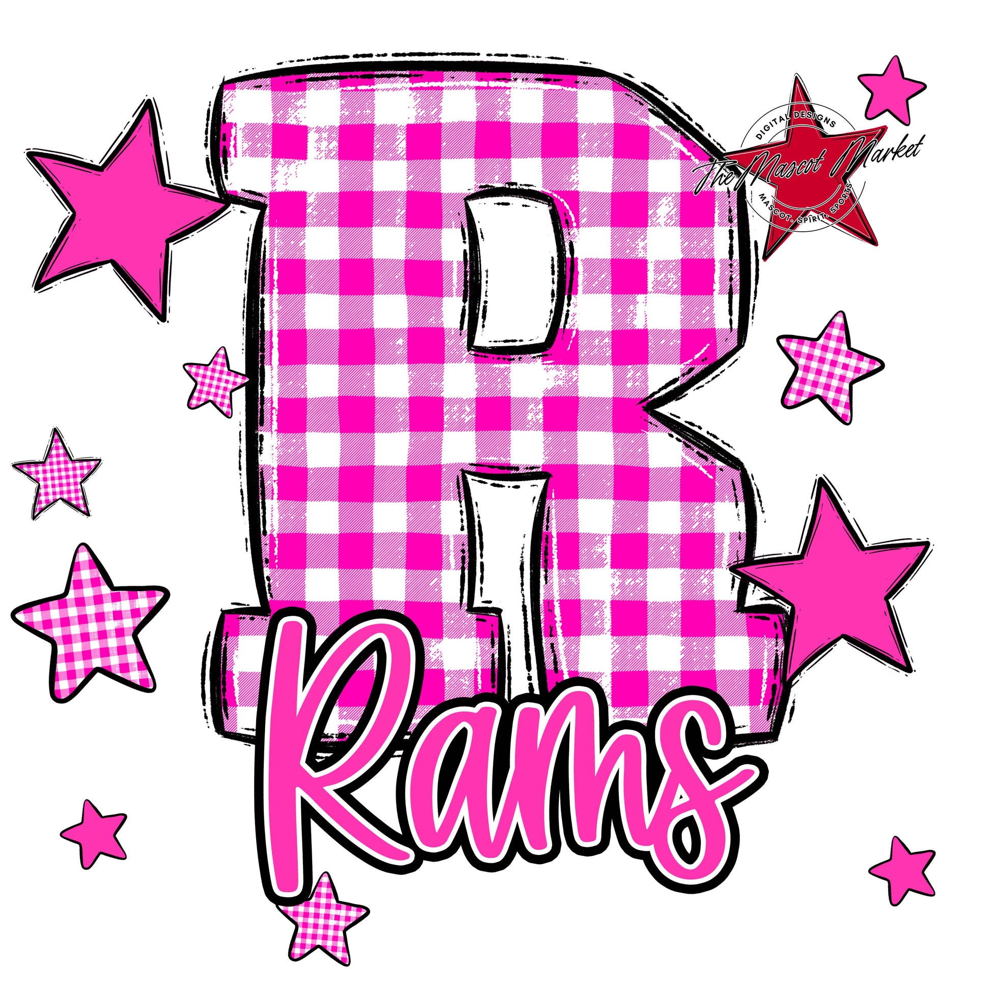 Rams Plaid Star Design-Pink