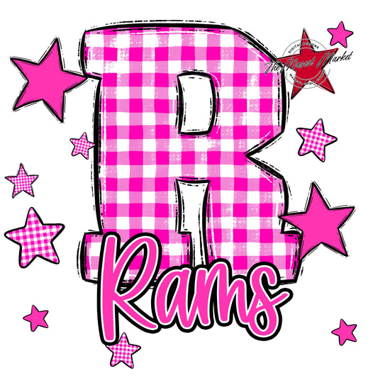 Rams Plaid Star Design-Pink