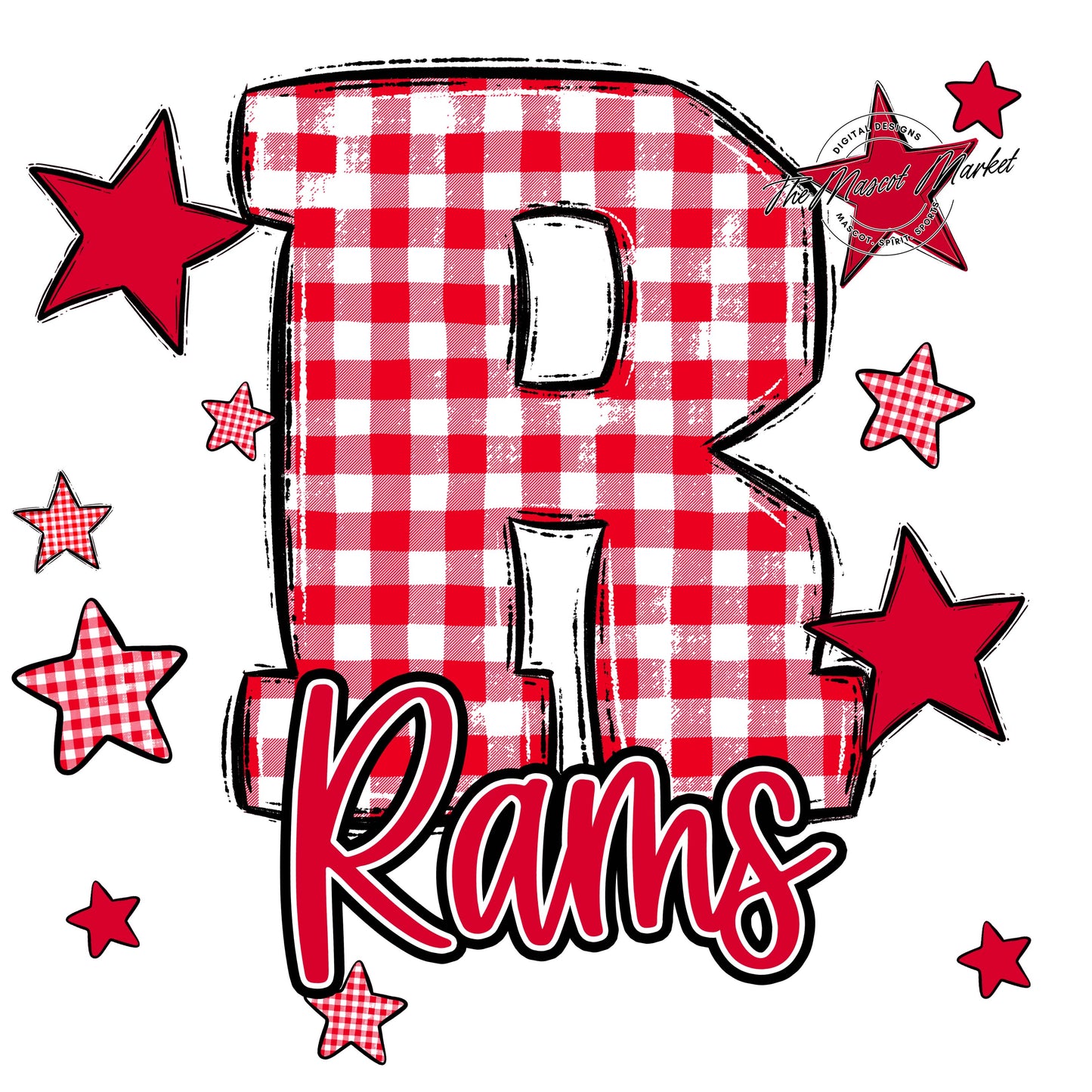 Rams Plaid Star Design-Red