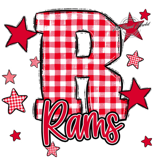 Rams Plaid Star Design-Red