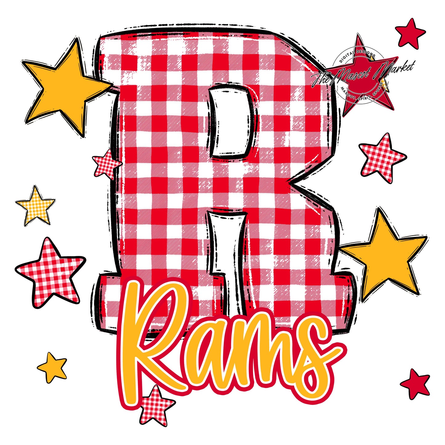 Rams Plaid Star Design-Red & Yellow