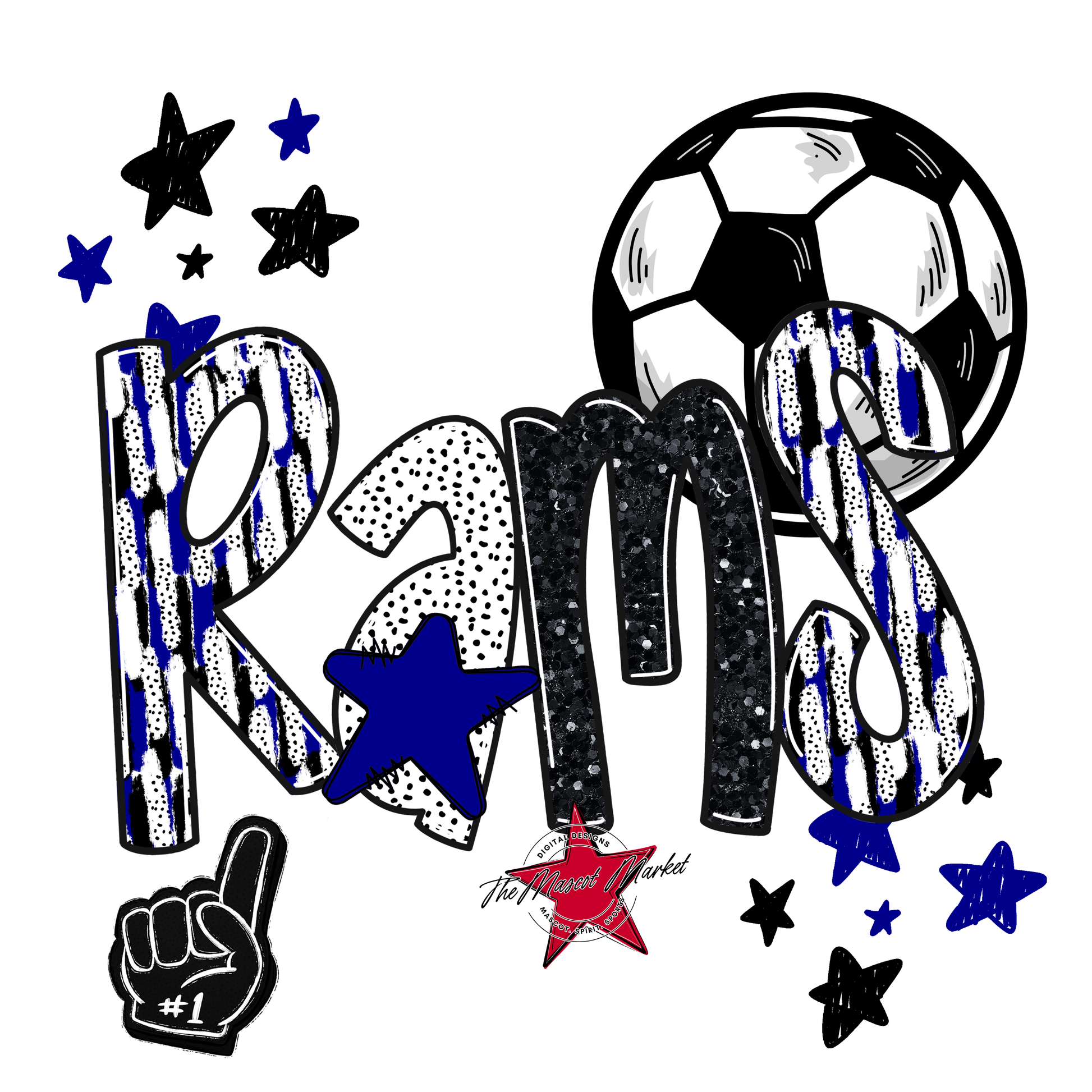 Rams Soccer Scrape-Blue