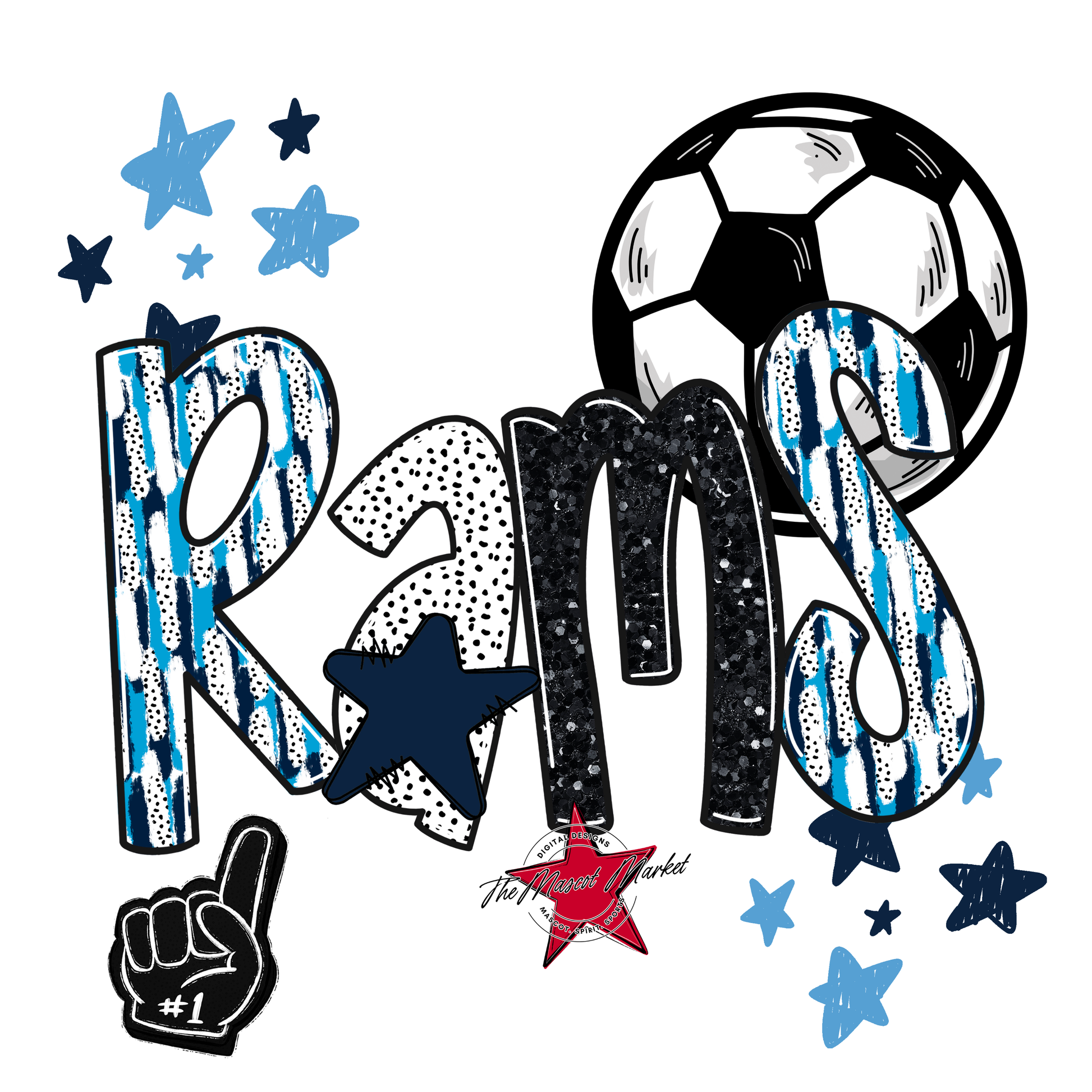Rams Soccer Scrape-Navy-Carolina Blue