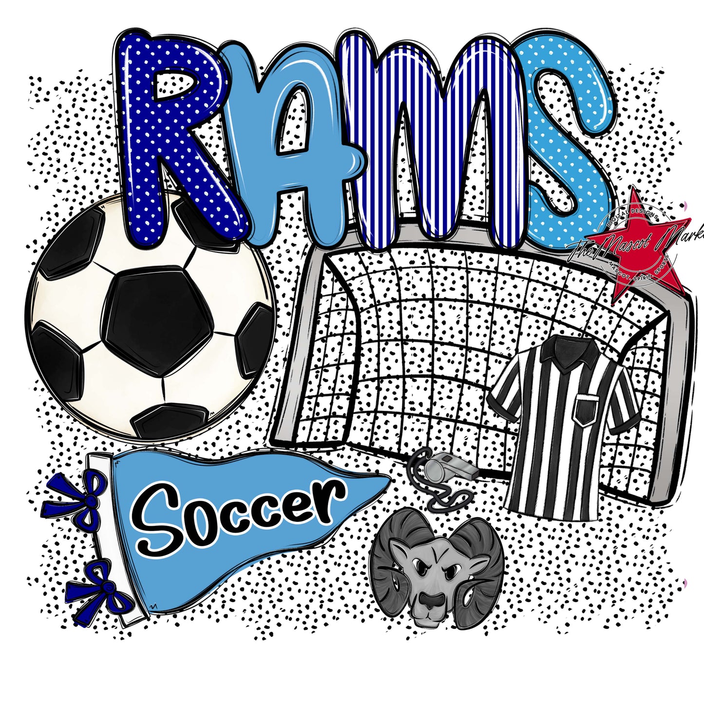 Rams Soccer Spirit-Blue & Carolina Blue