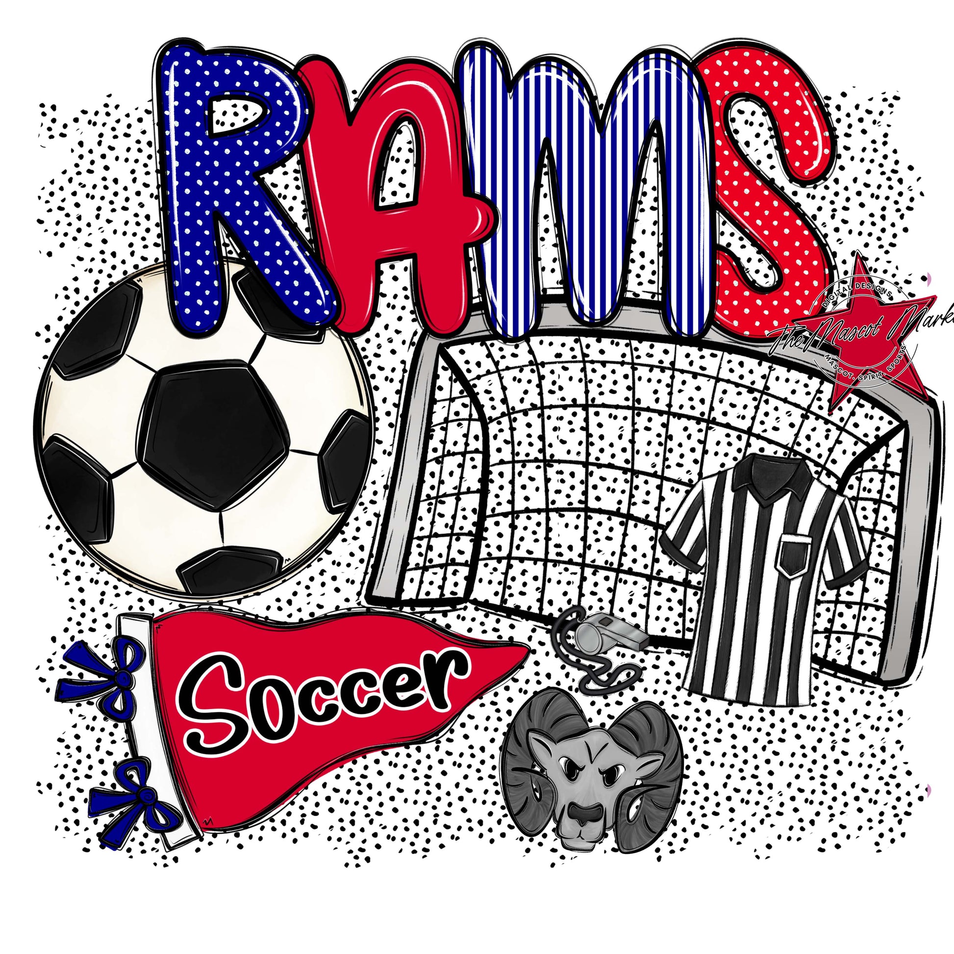 Rams Soccer Spirit-Blue & Red