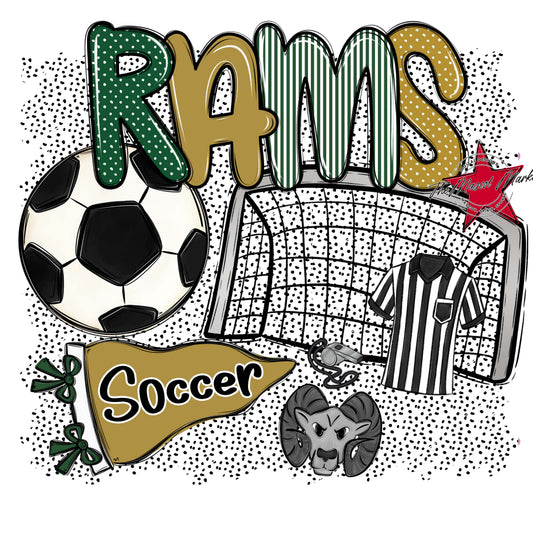 Rams Soccer Spirit-Green & Gold