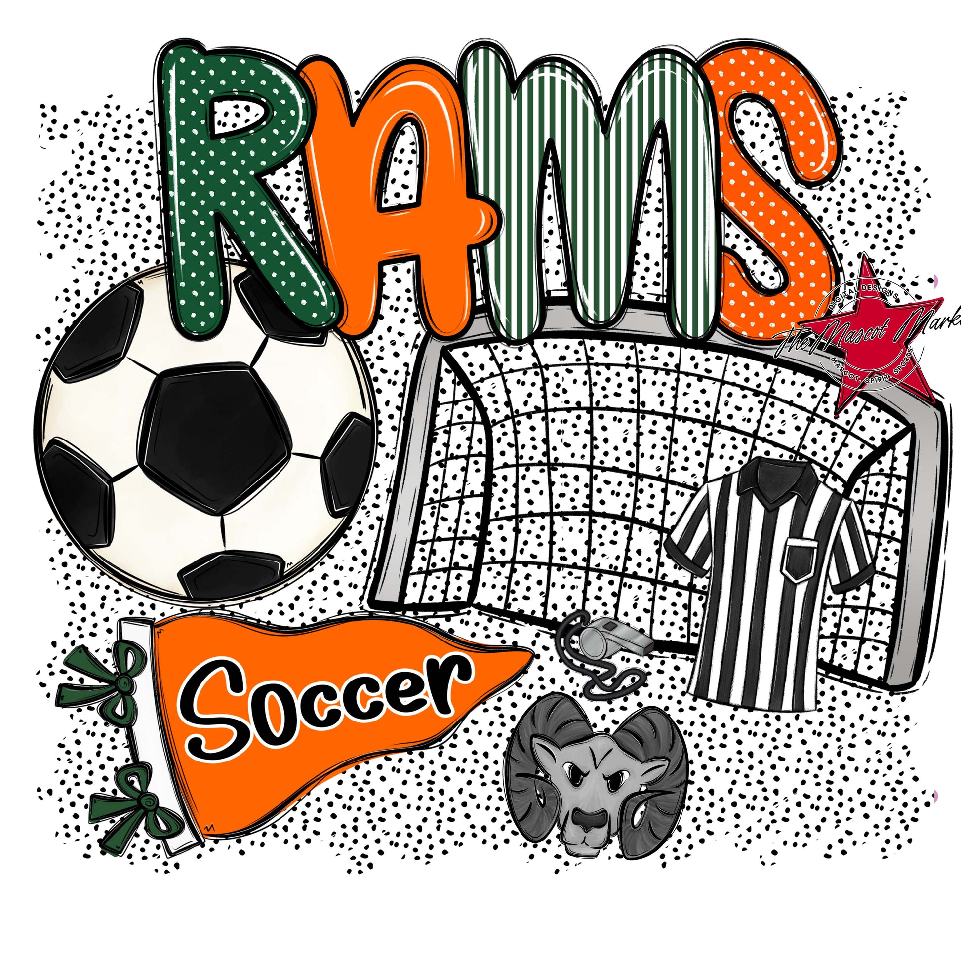 Rams Soccer Spirit-Green & Orange