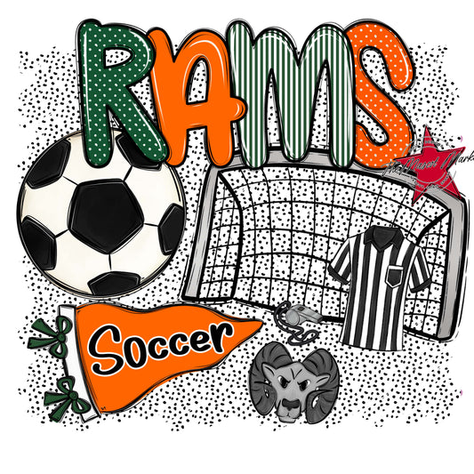 Rams Soccer Spirit-Green & Orange