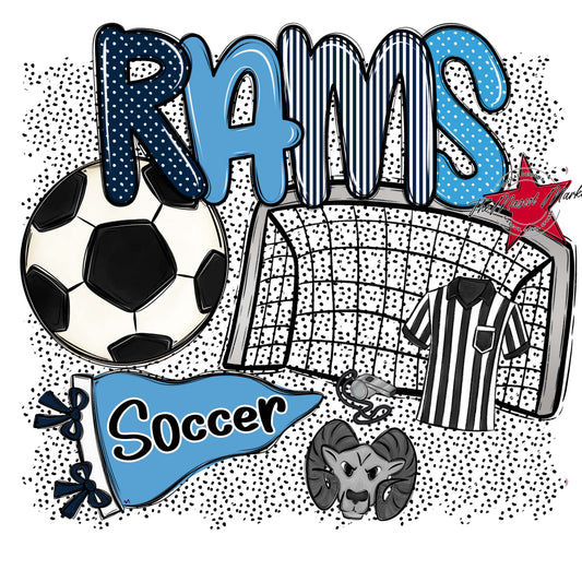Rams Soccer Spirit-Navy & Carolina Blue