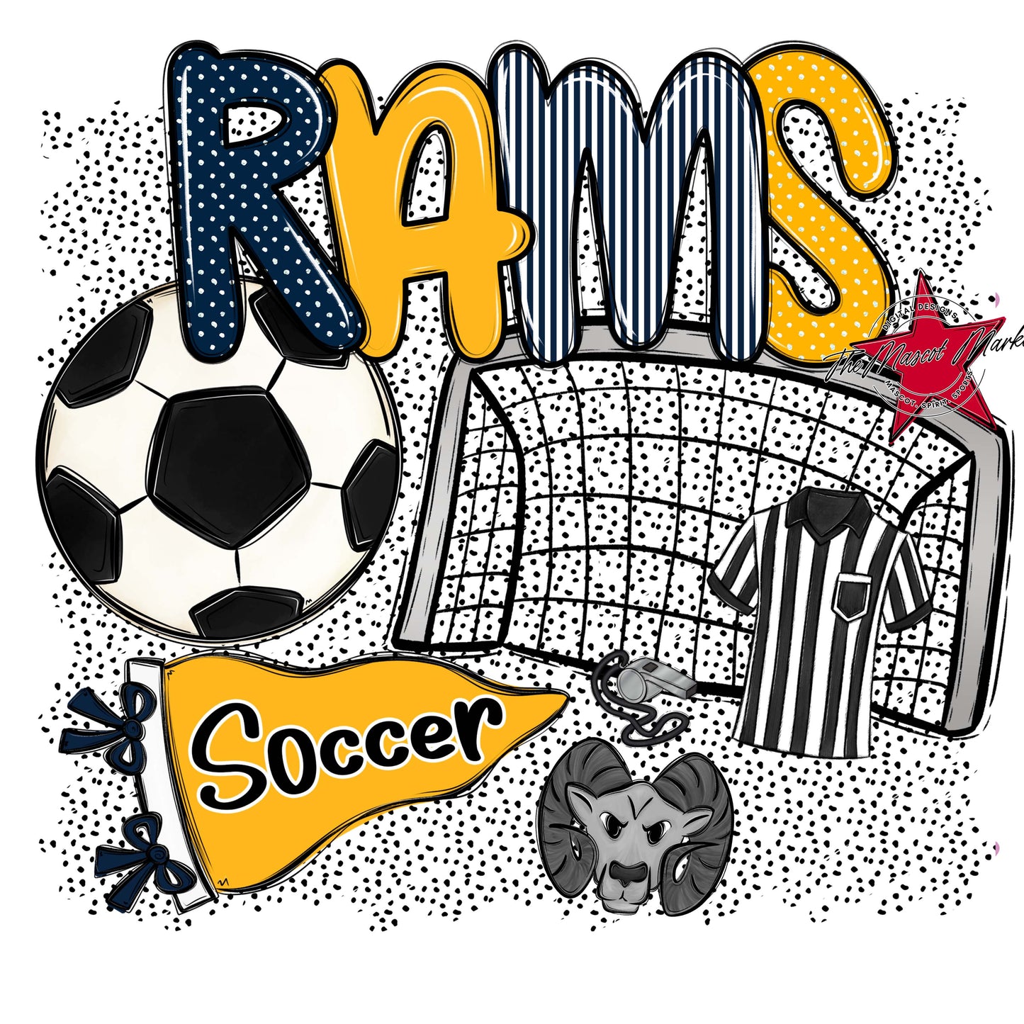 Rams Soccer Spirit-Navy & Yellow