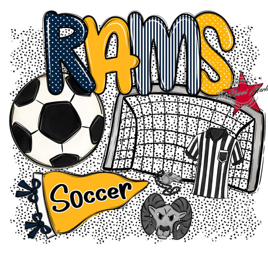 Rams Soccer Spirit-Navy & Yellow