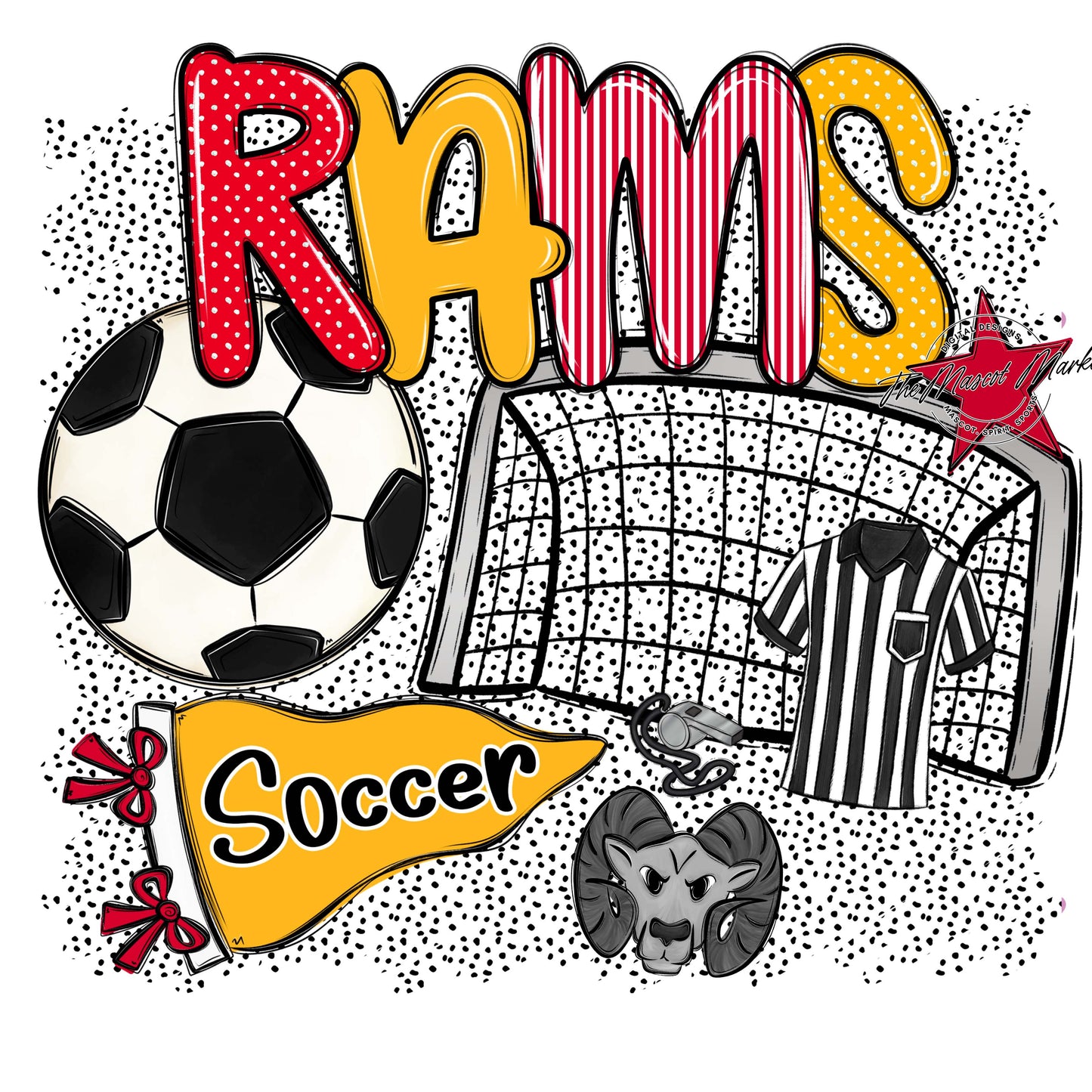 Rams Soccer Spirit-Red & Yellow