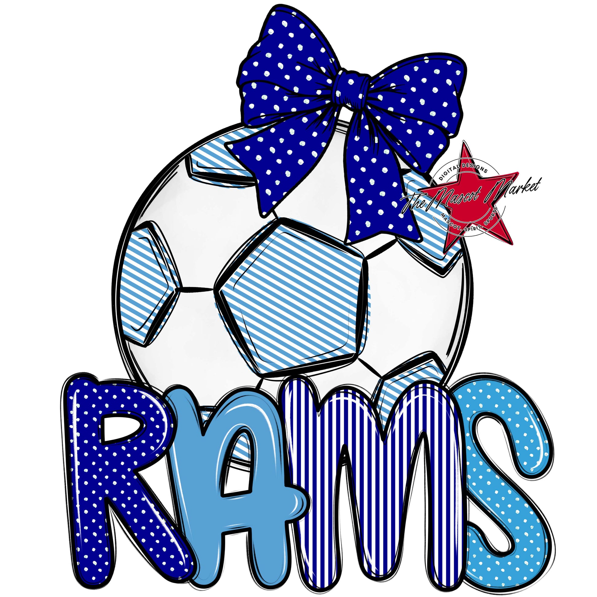 Rams Soccer Spirit Design-Blue & Carolina Blue