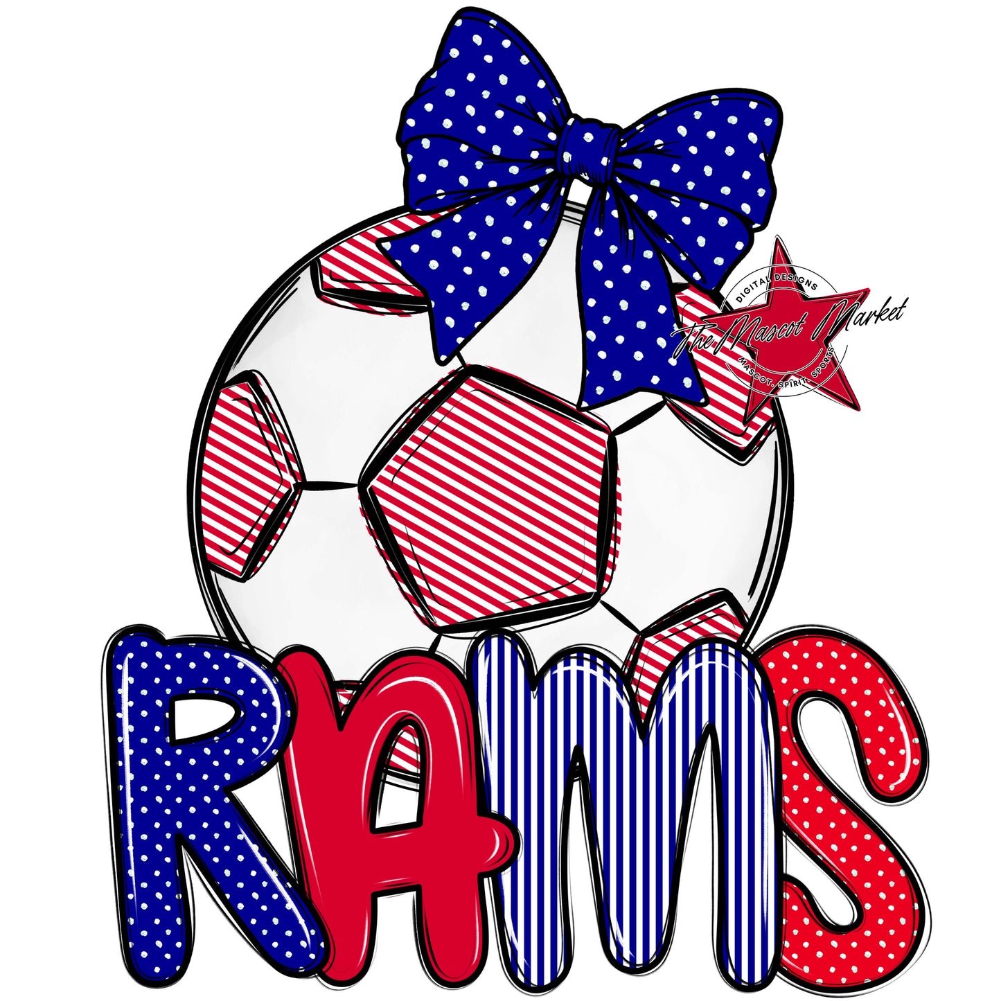 Rams Soccer Spirit Design-Blue & Red