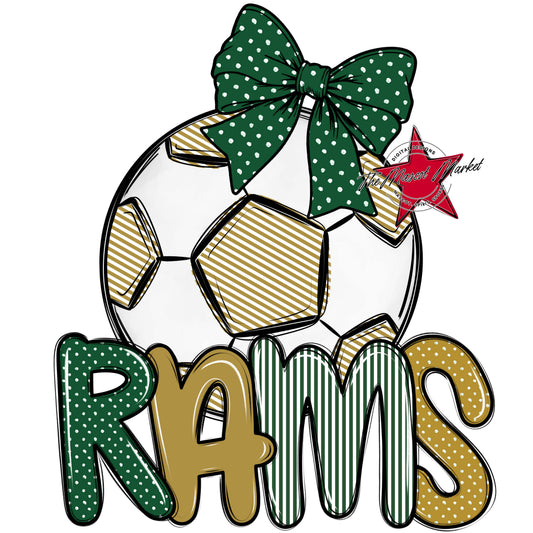 Rams Soccer Spirit Design-Green & Gold