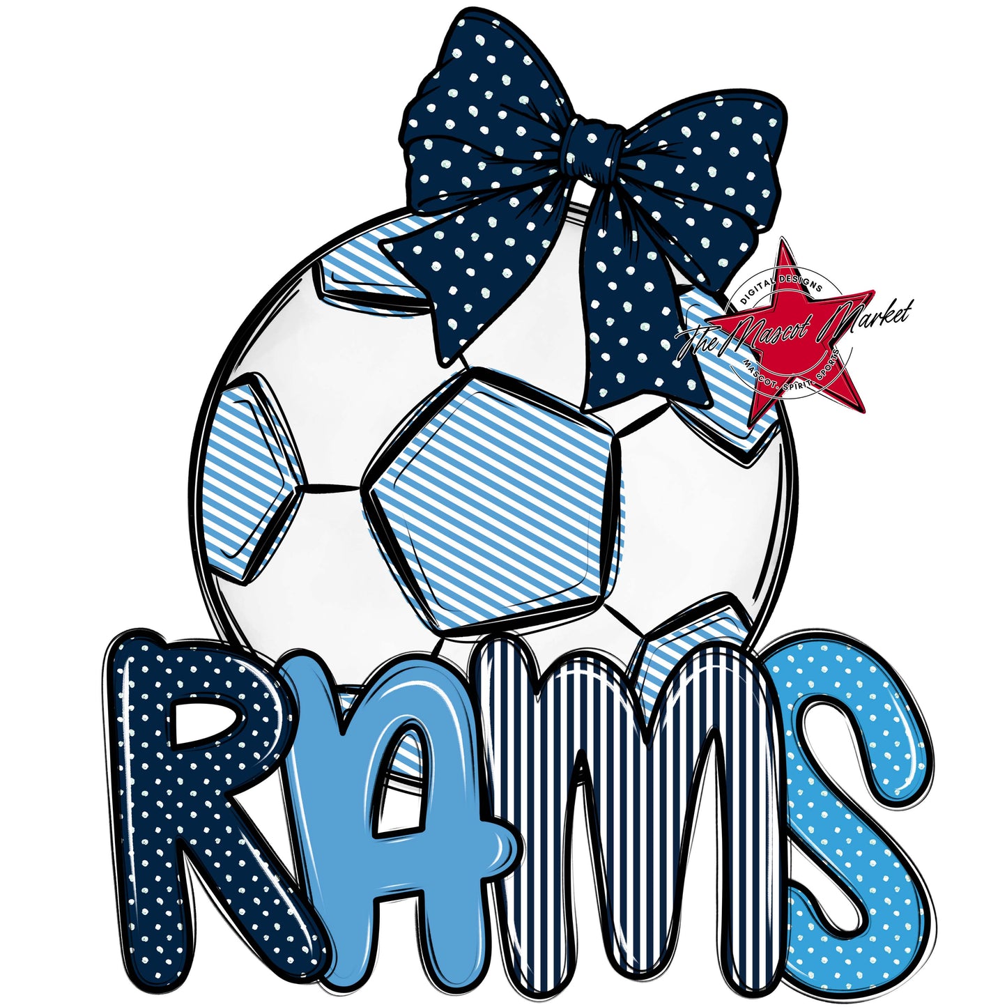 Rams Soccer Spirit Design-Navy & Carolina Blue