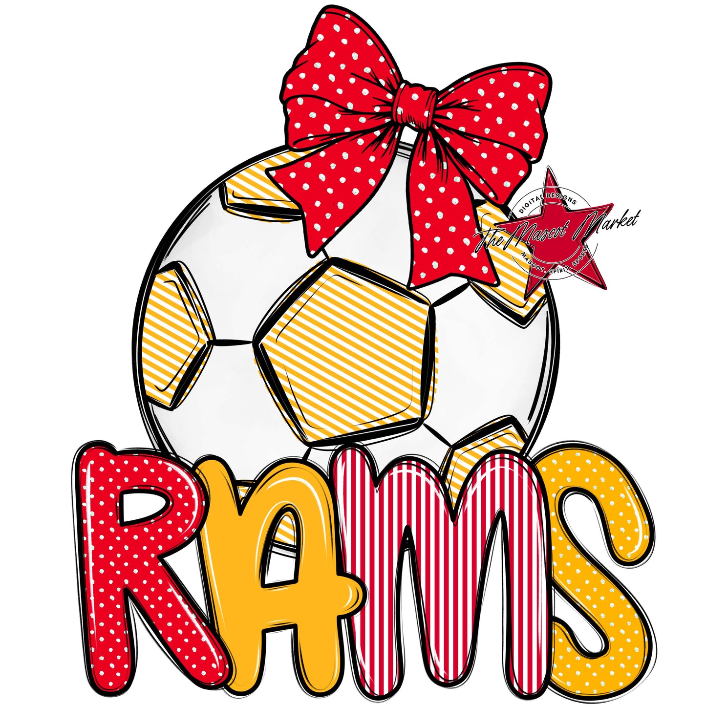 Rams Soccer Spirit Design-Red & Yellow