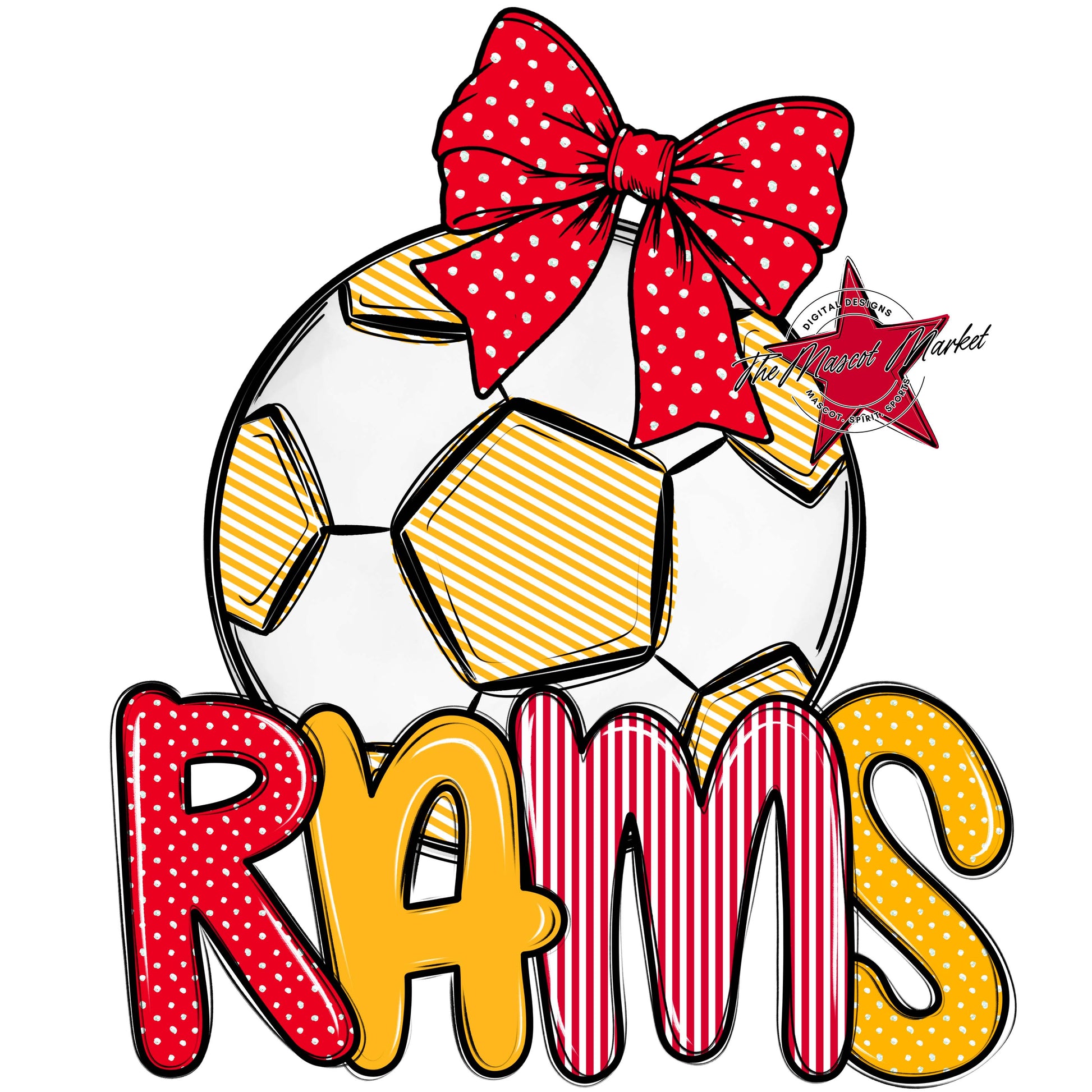 Rams Soccer Spirit Design-Red & Yellow