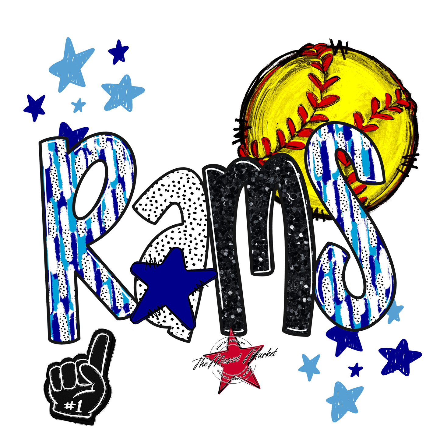 Rams Softball Scrape-Blue-Carolina Blue