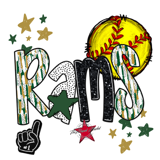 Rams Softball Scrape-Green-Gold