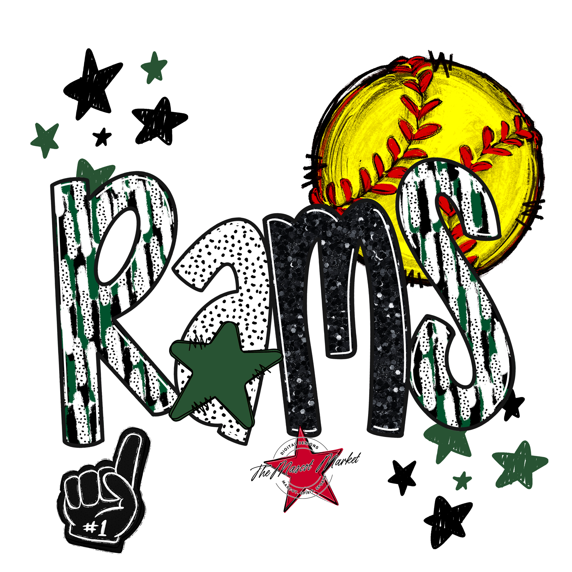 Rams Softball Scrape-Green