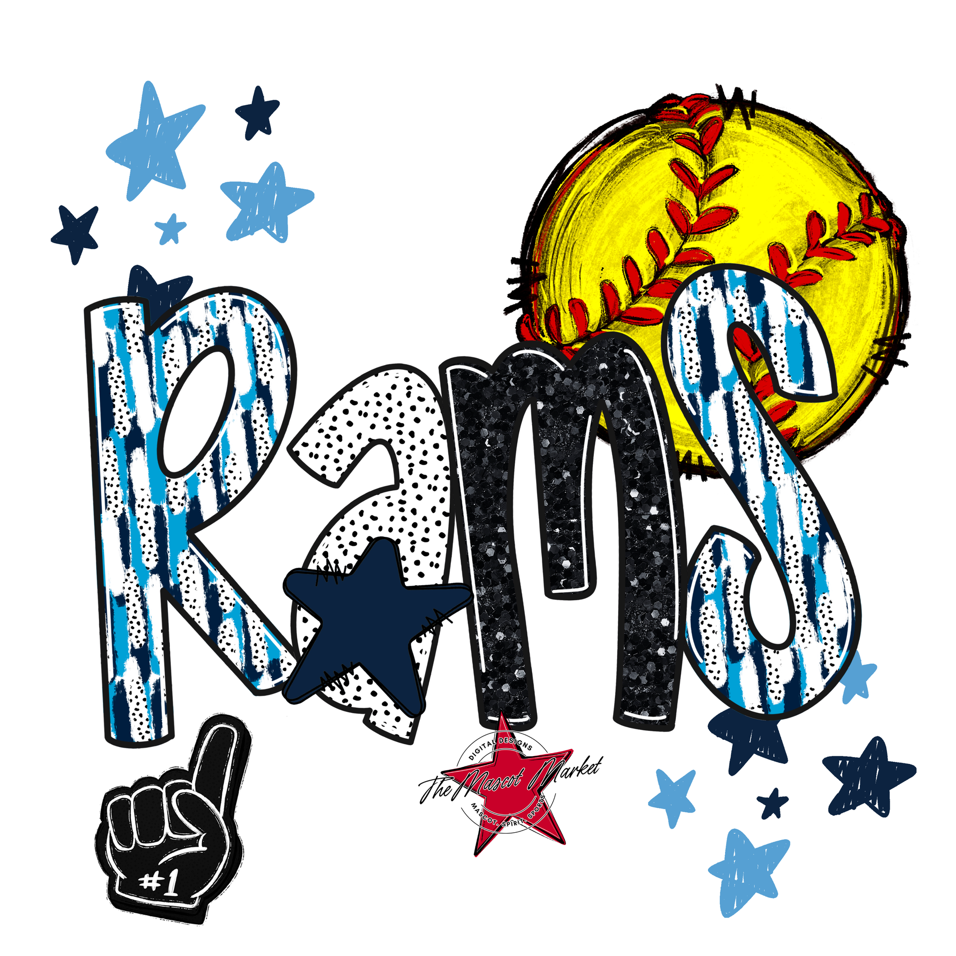 Rams Softball Scrape-Navy-Carolina Blue