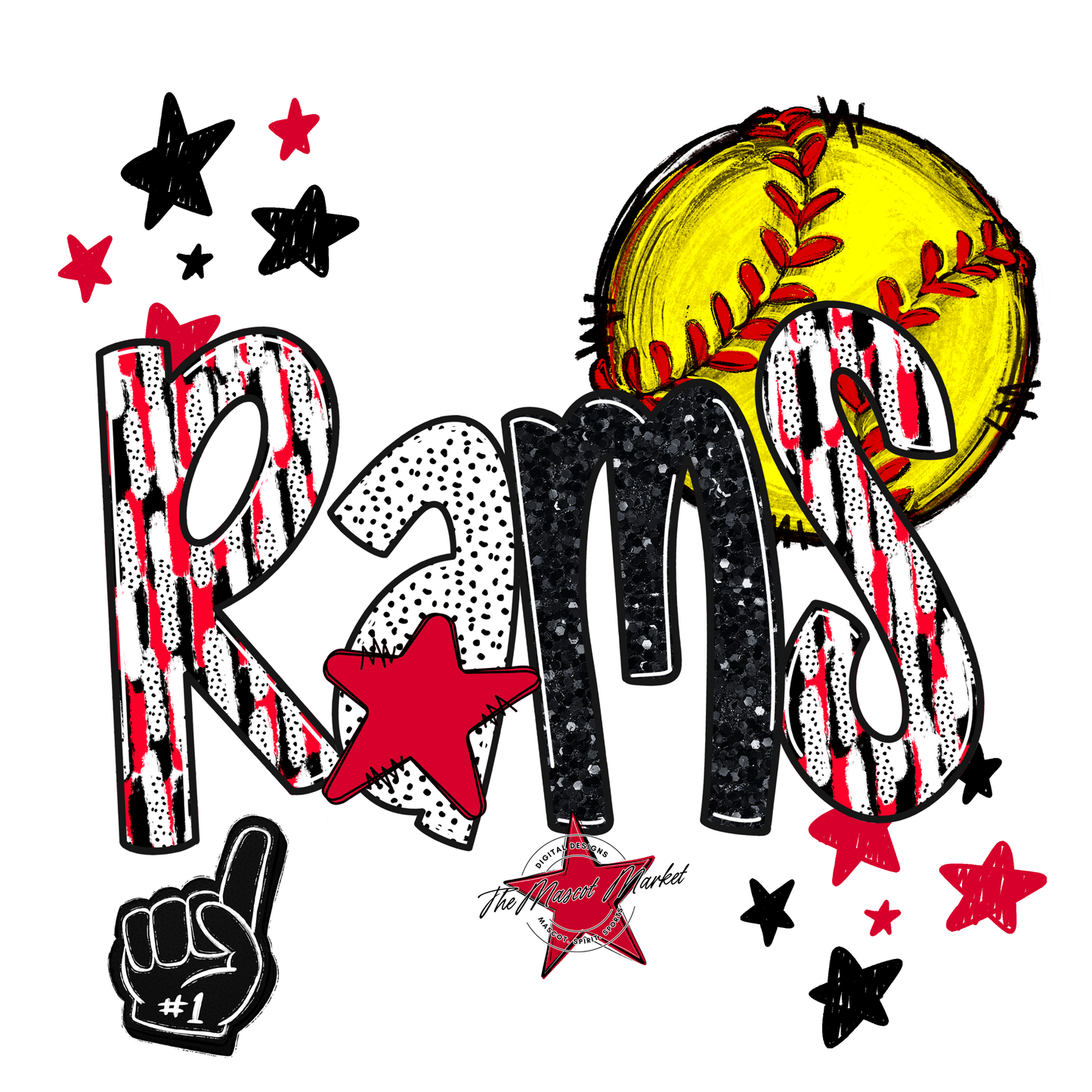 Rams Softball Scrape-Red
