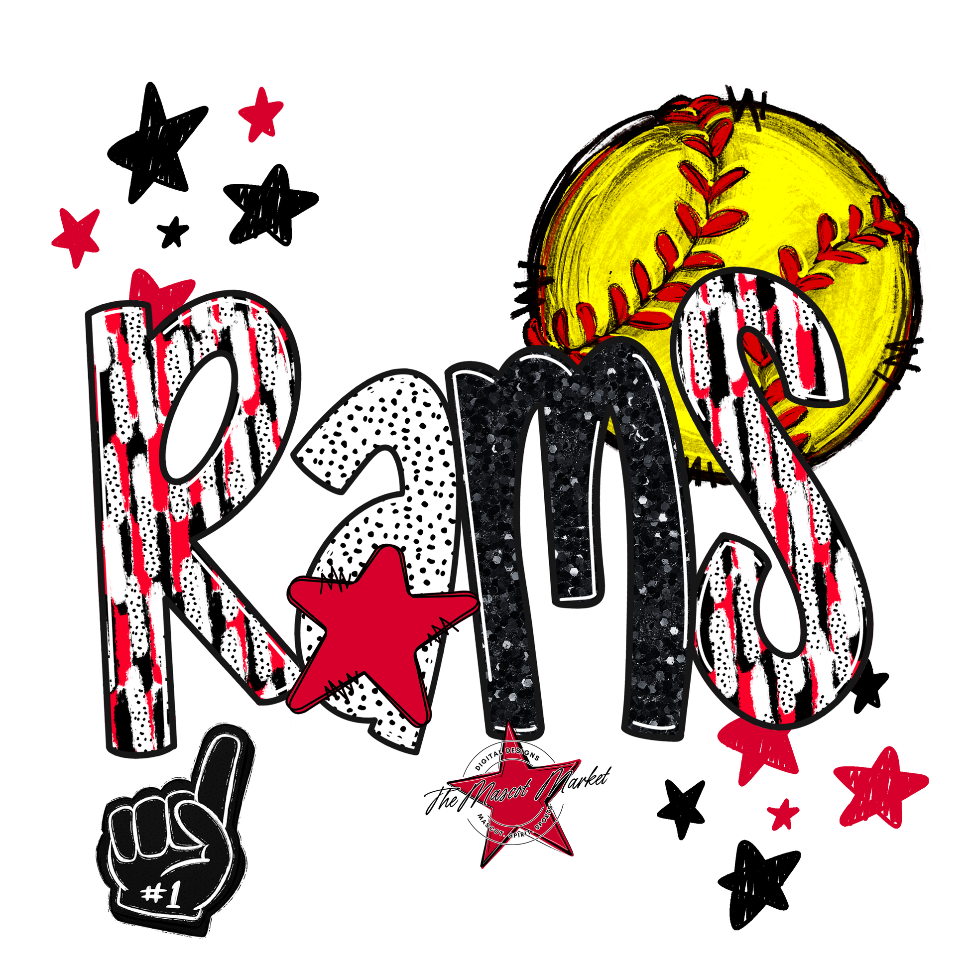 Rams Softball Scrape-Red