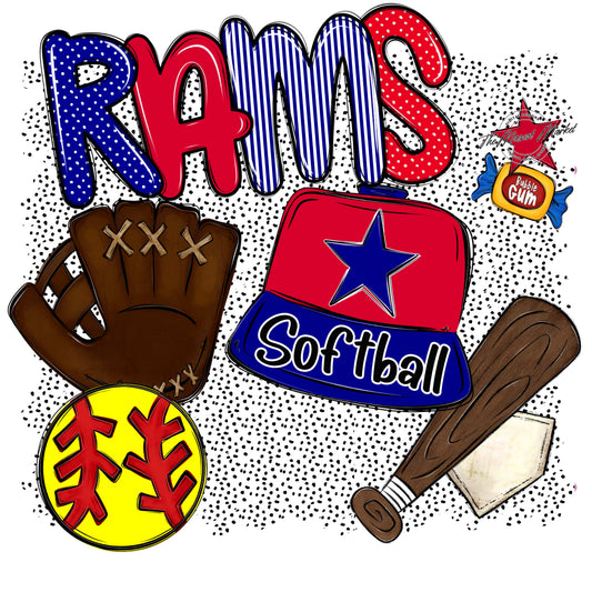 Rams Softball Spirit-Blue & Red