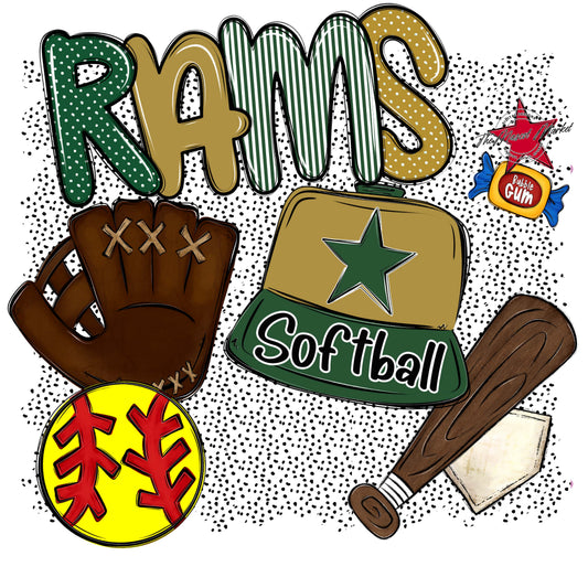 Rams Softball Spirit-Green & Gold