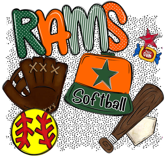 Rams Softball Spirit-Green & Orange