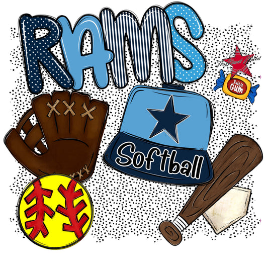 Rams Softball Spirit-Navy & Carolina Blue