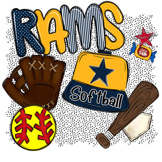 Rams Softball Spirit-Navy & Yellow