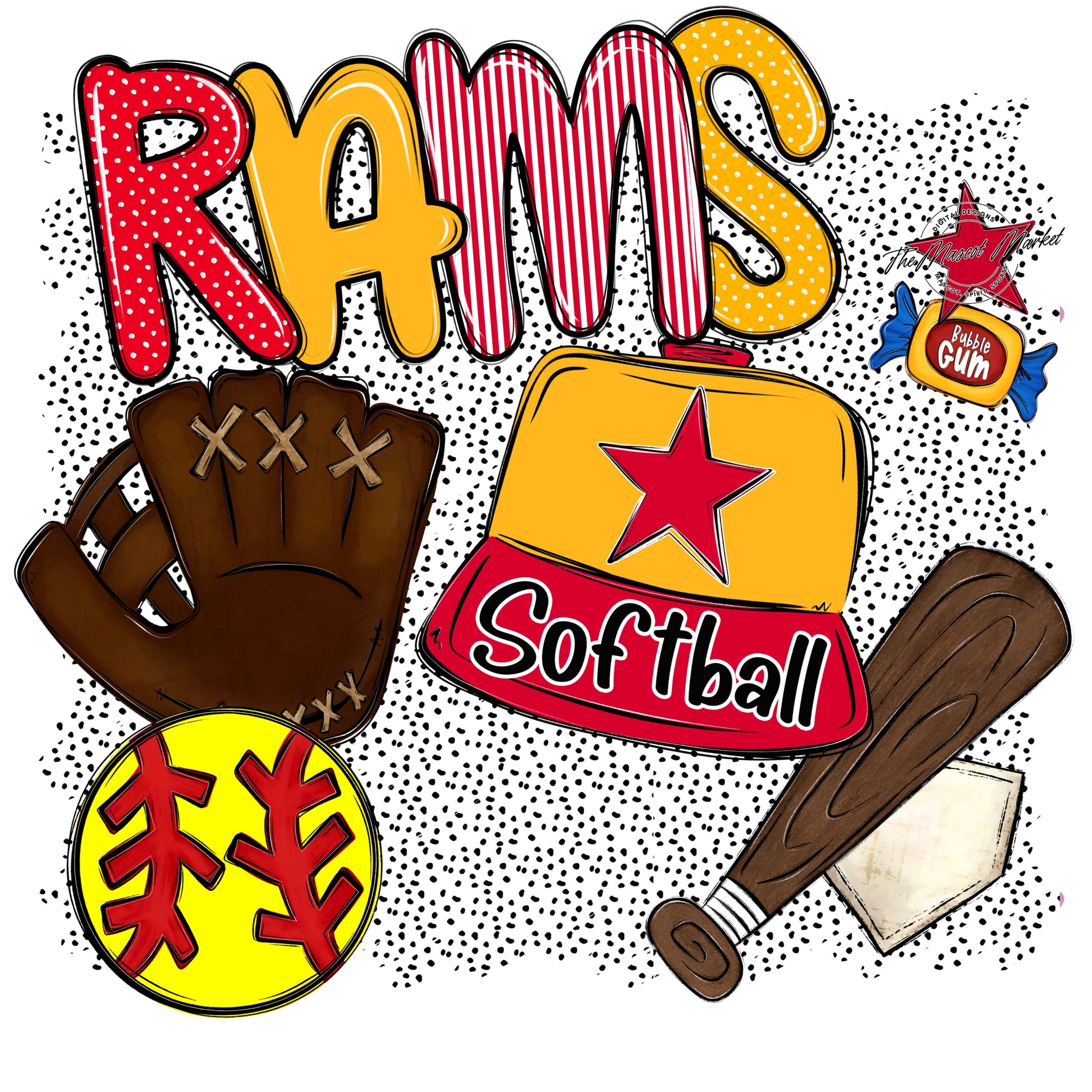 Rams Softball Spirit-Red & Yellow