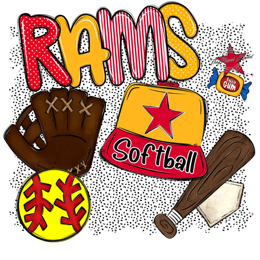 Rams Softball Spirit-Red & Yellow