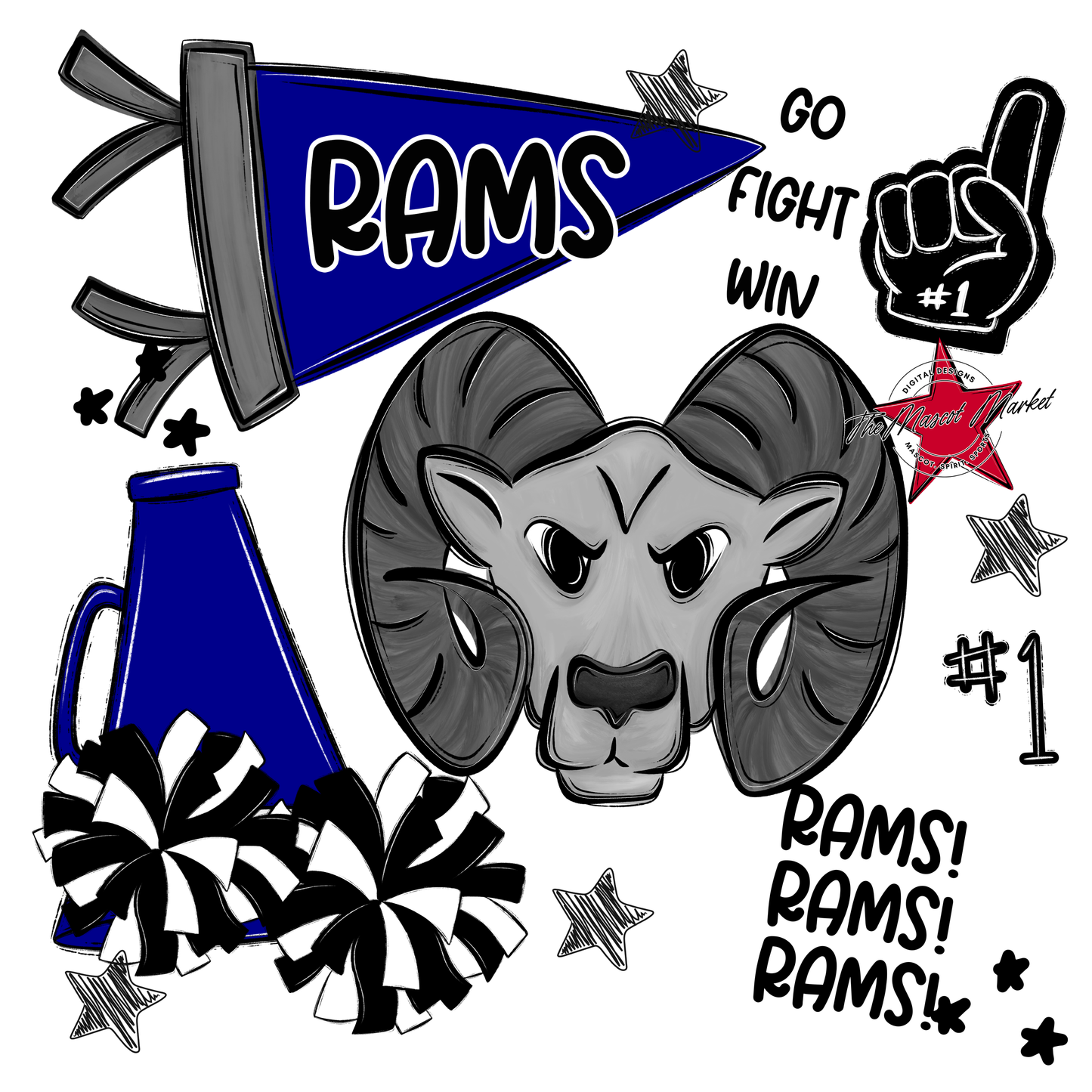 Rams Spirit Design-Blue