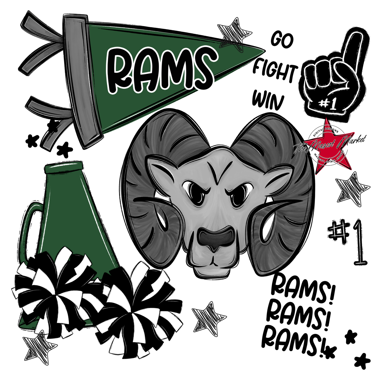 Rams Spirit Design-Green