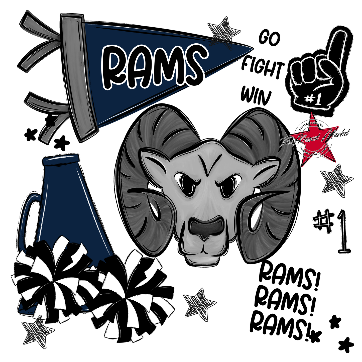 Rams Spirit Design-Navy