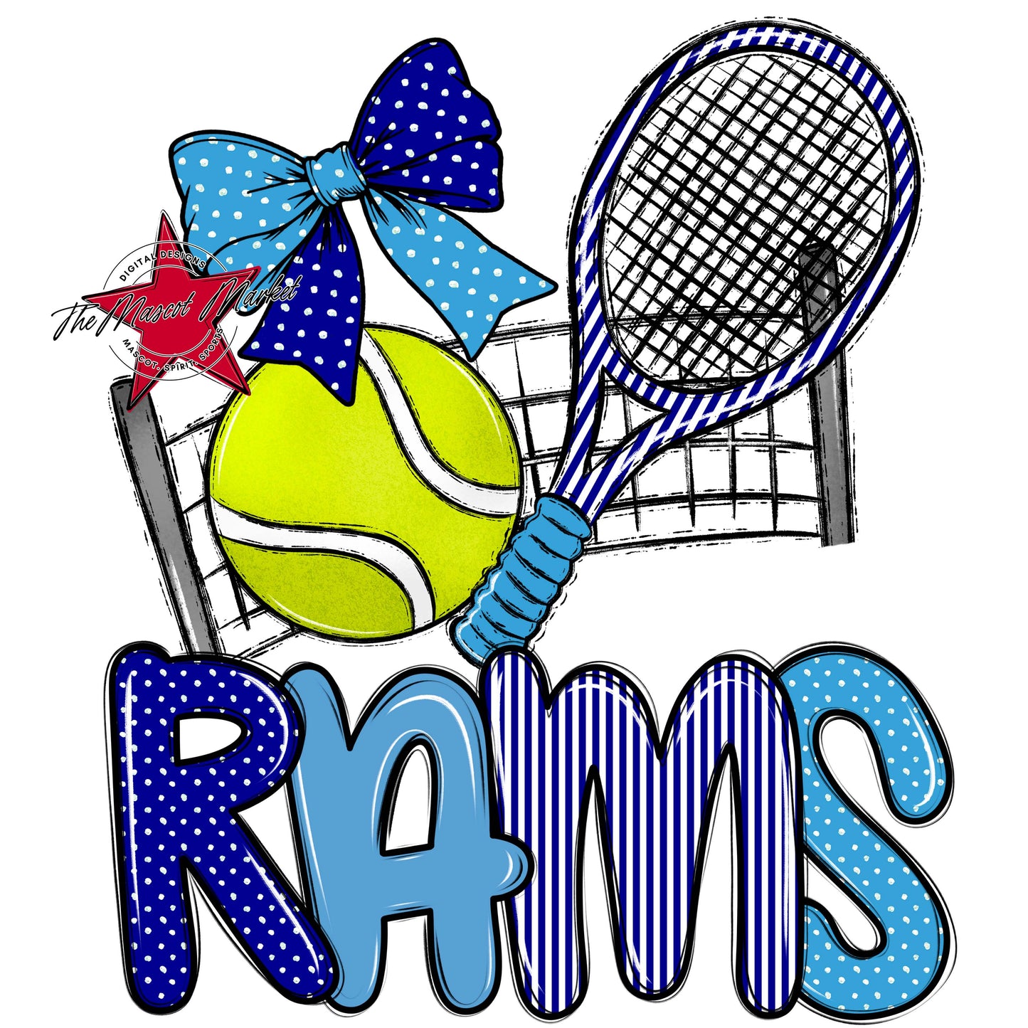 Rams Tennis Spirit Design-Blue & Carolina Blue