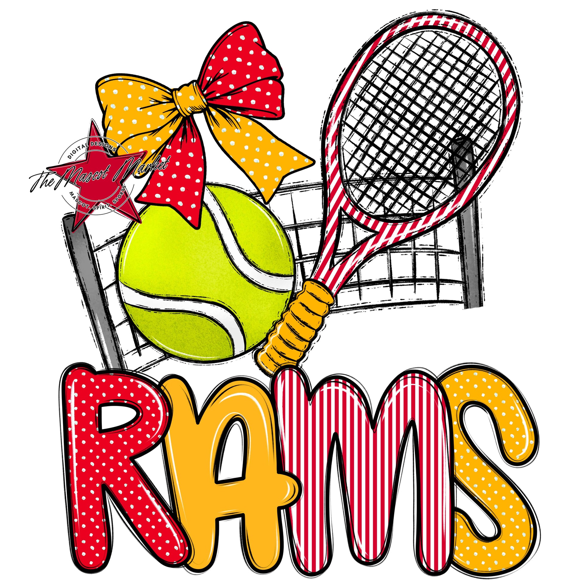 Rams Tennis Spirit Design-Red & Yellow