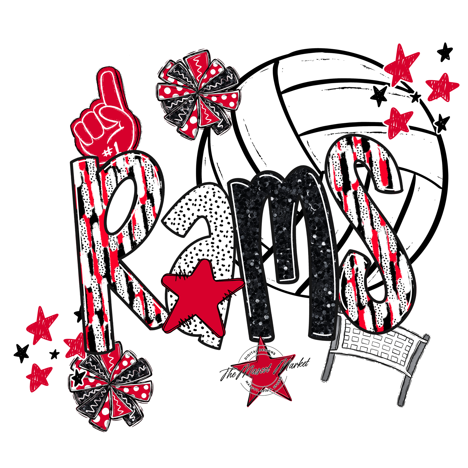 Rams Volleyball Scrape-Red